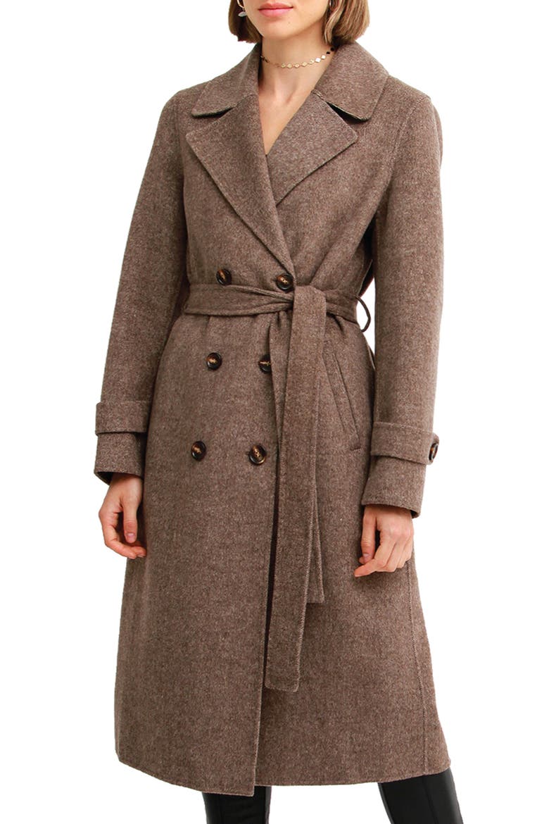 Front Runner Belted Wool Blend Coat, Main, color, WALNUT