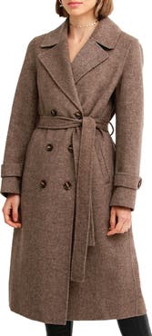 Belle 
Bloom Front Runner Belted Wool Blend Coat