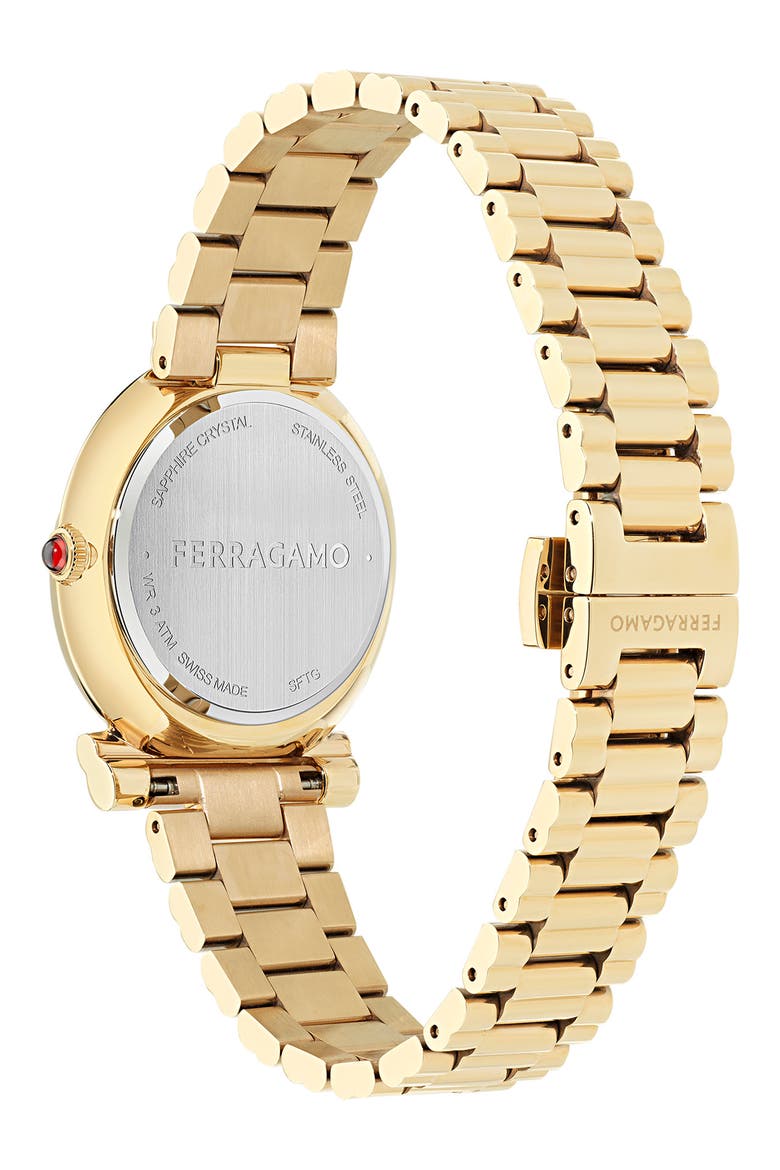 Gancini Twisted Diamond Bracelet Watch, 32mm, Alternate, color, IP YELLOW GOLD