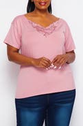 BLUEGREY Reversible Lace V Neck T-Shirt
