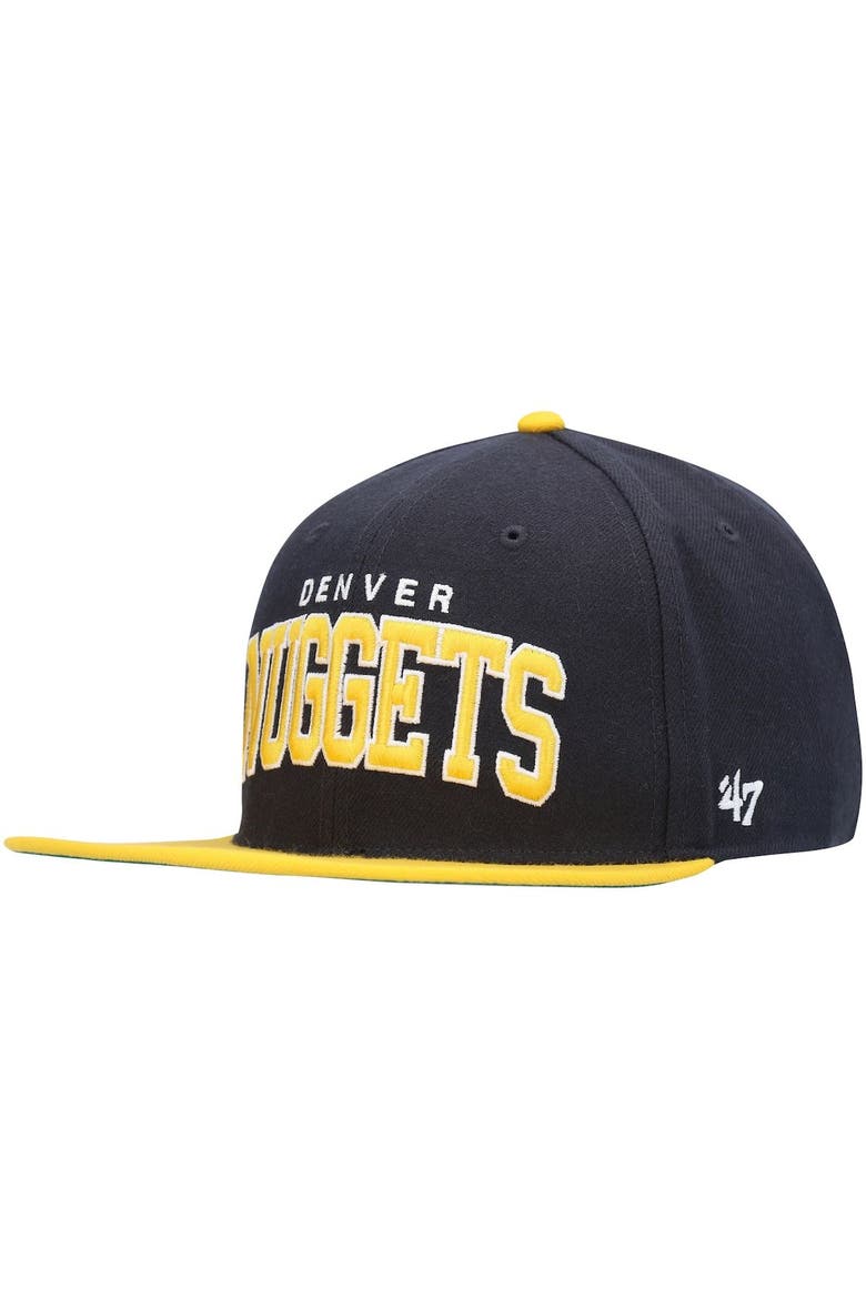 Men's '47 Navy Denver Nuggets Blockshed Captain Snapback Hat, Alternate, color, Navy