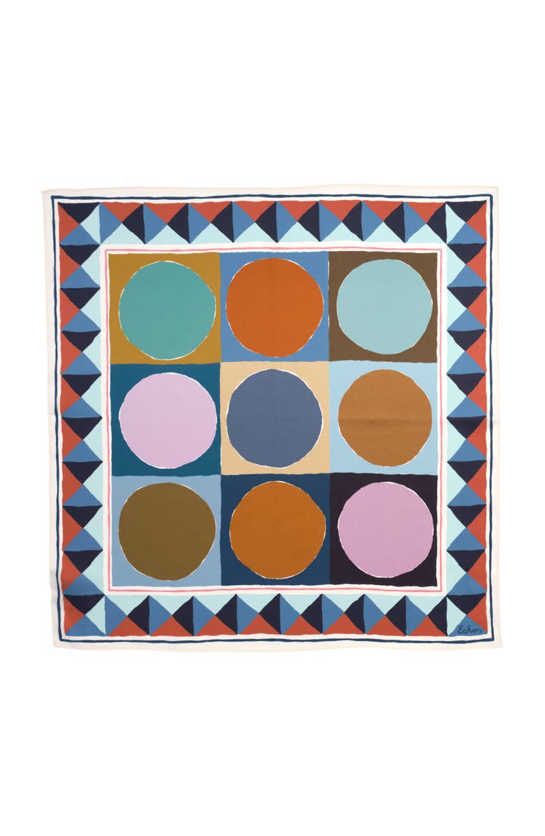 Echo Painted Dots Silk Bandana, Main, color, Denim Blue
