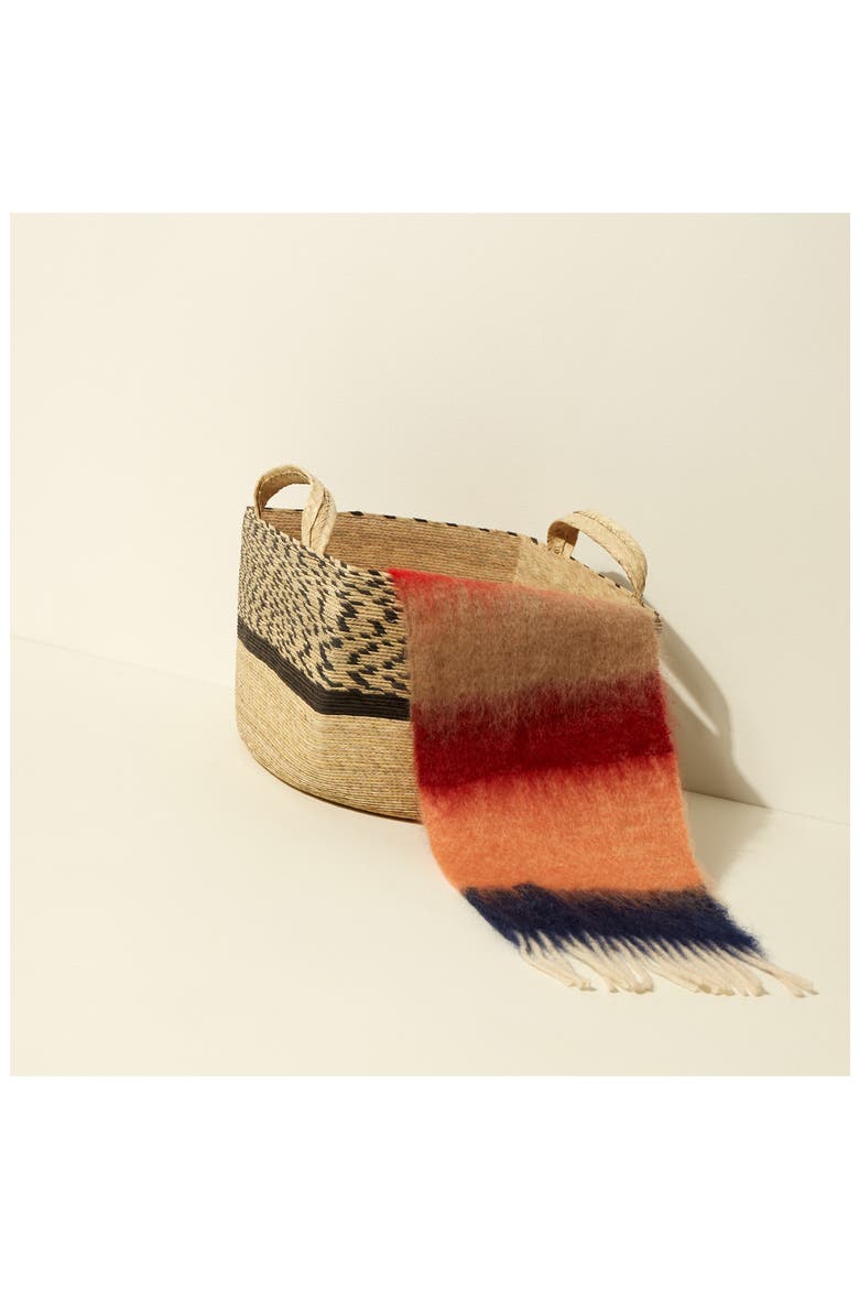 x Makaua Revistero Pinto Woven Basket, Alternate, color, BLACK / NATURAL