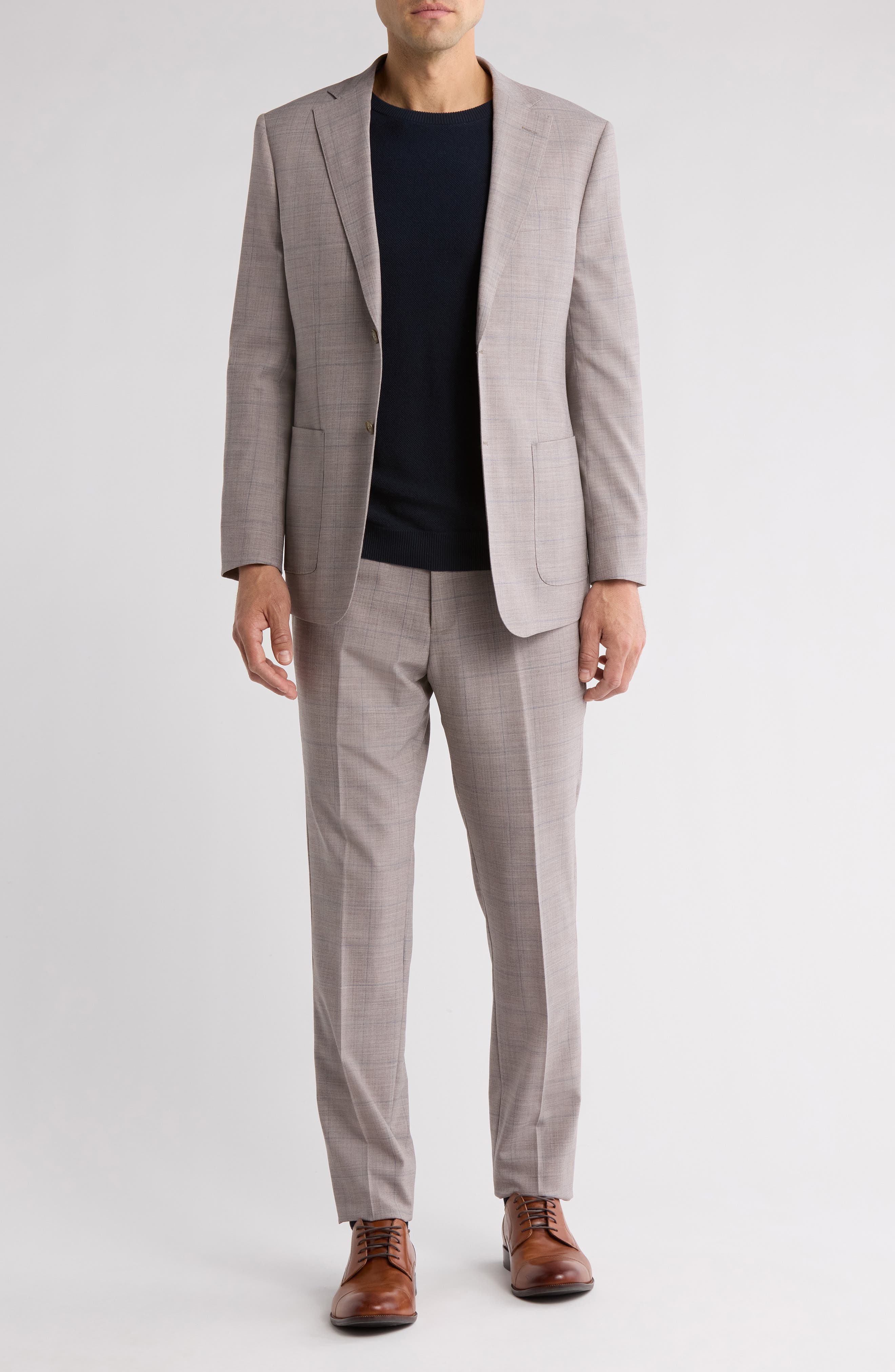 English Laundry Plaid Grey Wool Blend Suit