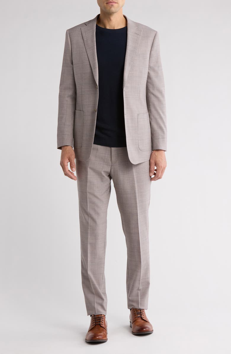 English Laundry Plaid Grey Wool Blend Suit, Main, color, Light Grey