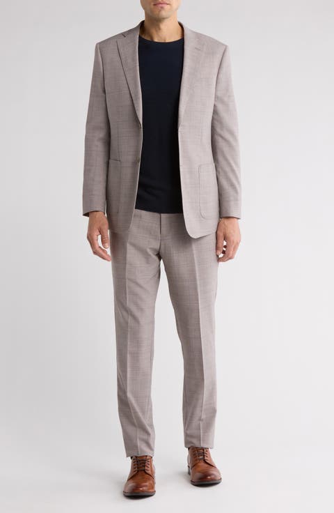 Plaid Grey Wool Blend Suit