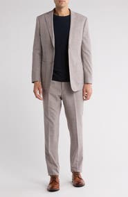 English Laundry Plaid Grey Wool Blend Suit