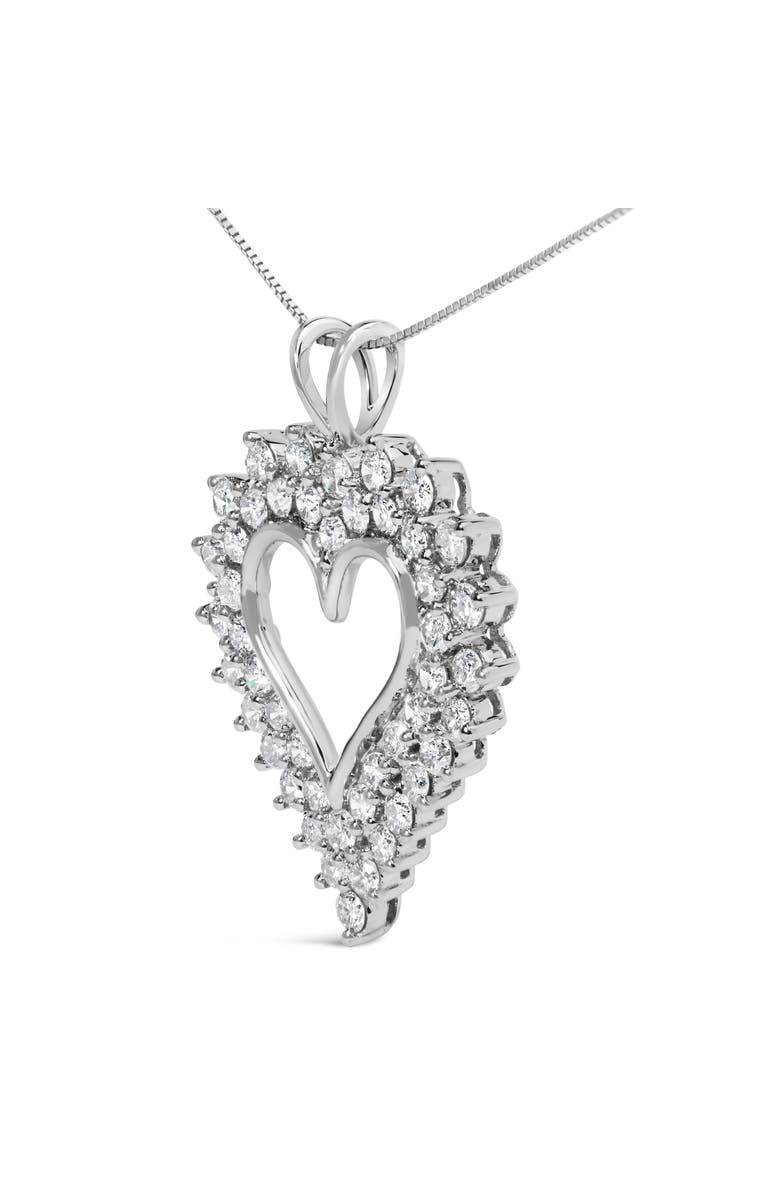 Haus of Brilliance Silver 3.00 Cttw Diamond Cluster Heart 18" Pendant Necklace, Alternate, color, White