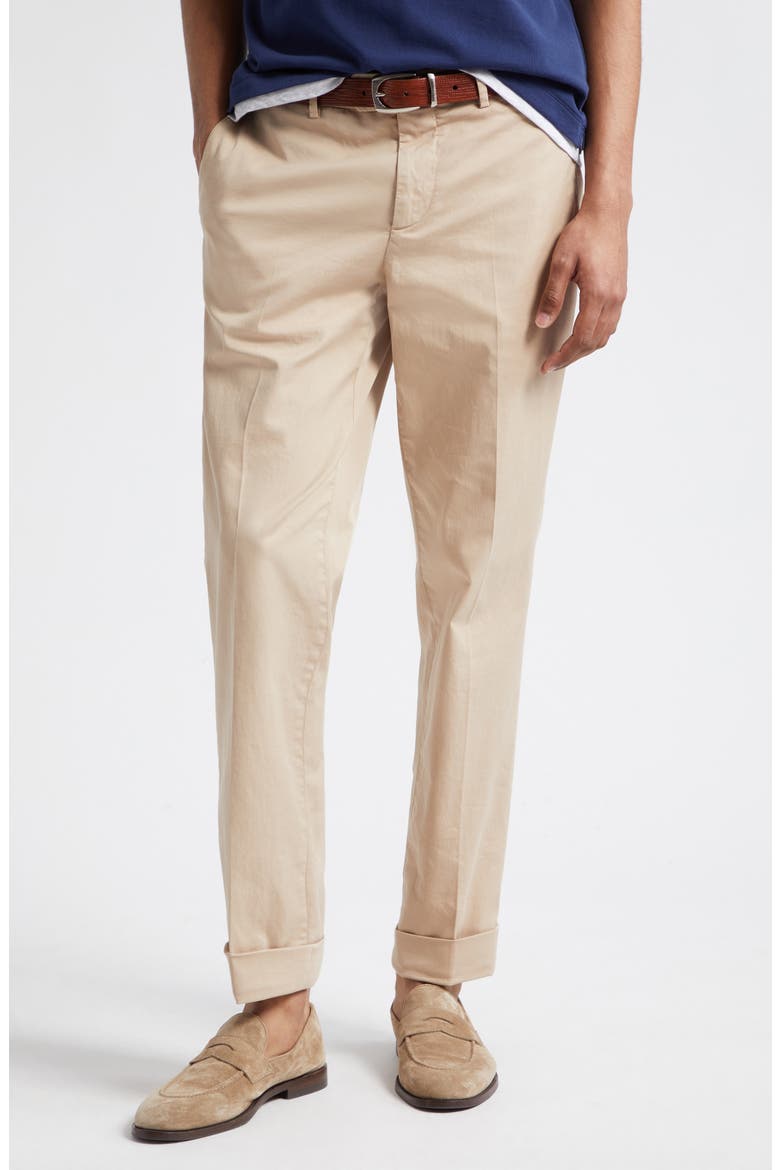 Italian Fit Garment Dyed Stretch Cotton Pants, Main, color, FARRO