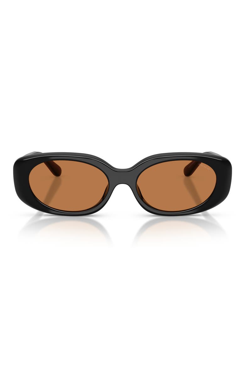 54mm Oval Sunglasses, Main, color, BLACK / AMBER SOLID