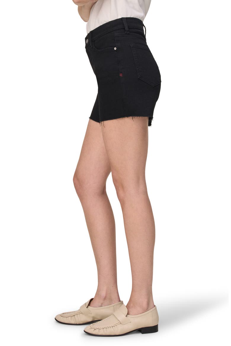 VVI Raw Hem High Waist Relaxed Fit Denim Shorts, Alternate, color, JET BLACK