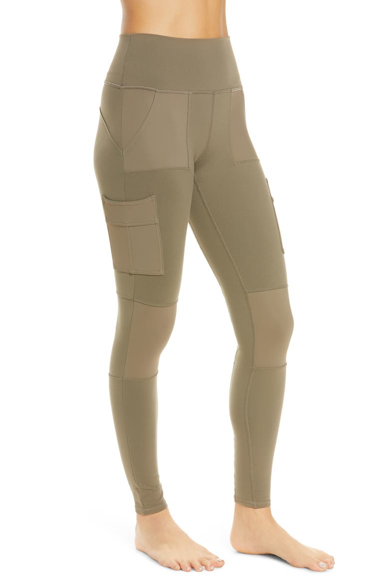 High Waist Cargo Leggings, Alternate, color, OLIVE BRANCH
