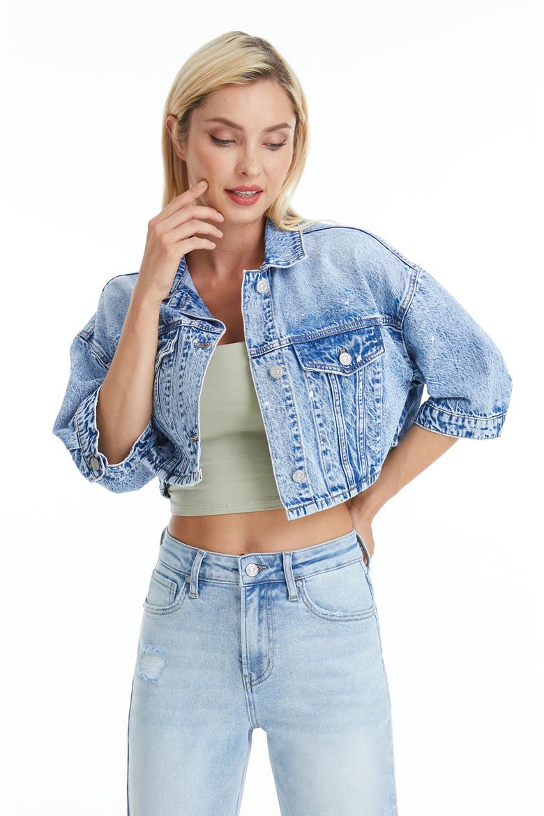Candy Painted Cropped Denim Jacket, Alternate, color, ACID BLUE