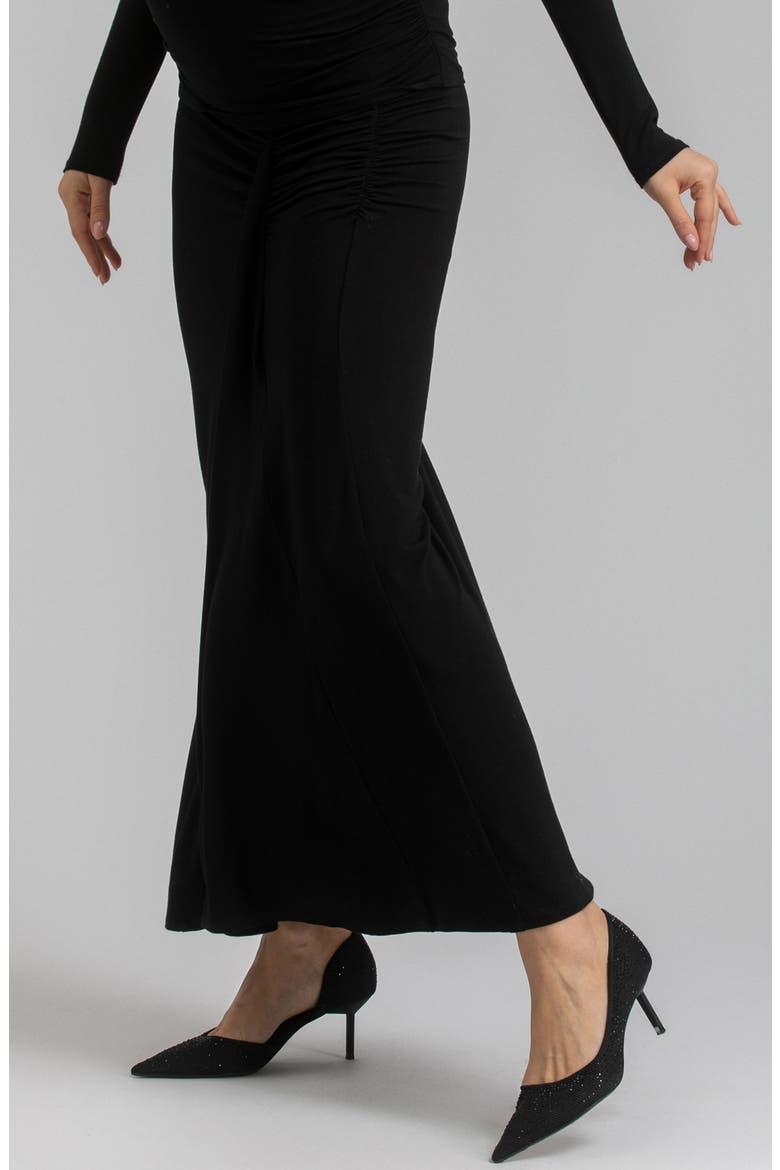 Ruched Maternity Maxi Skirt, Alternate, color, BLACK