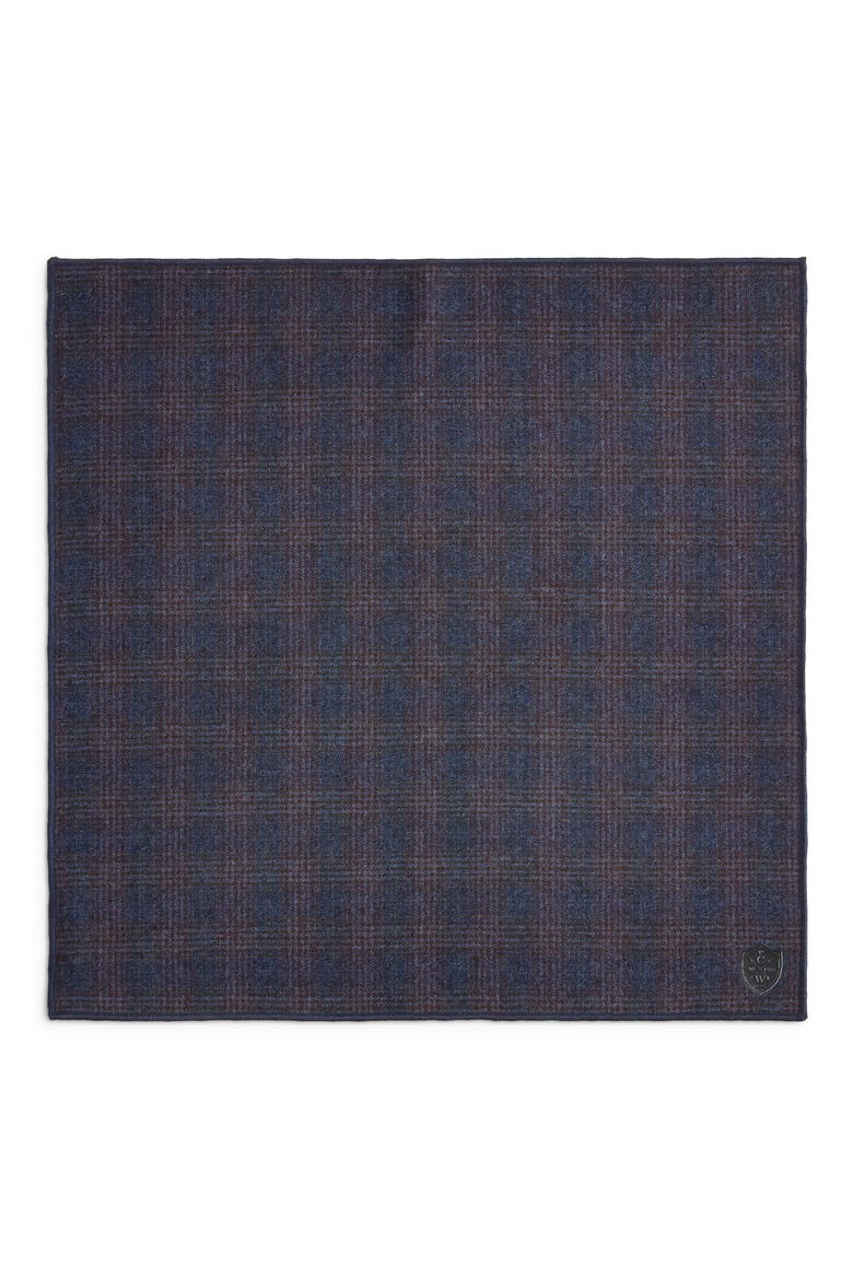 Navy & Maroon Plaid Wool Pocket Square, Alternate, color, NAVY