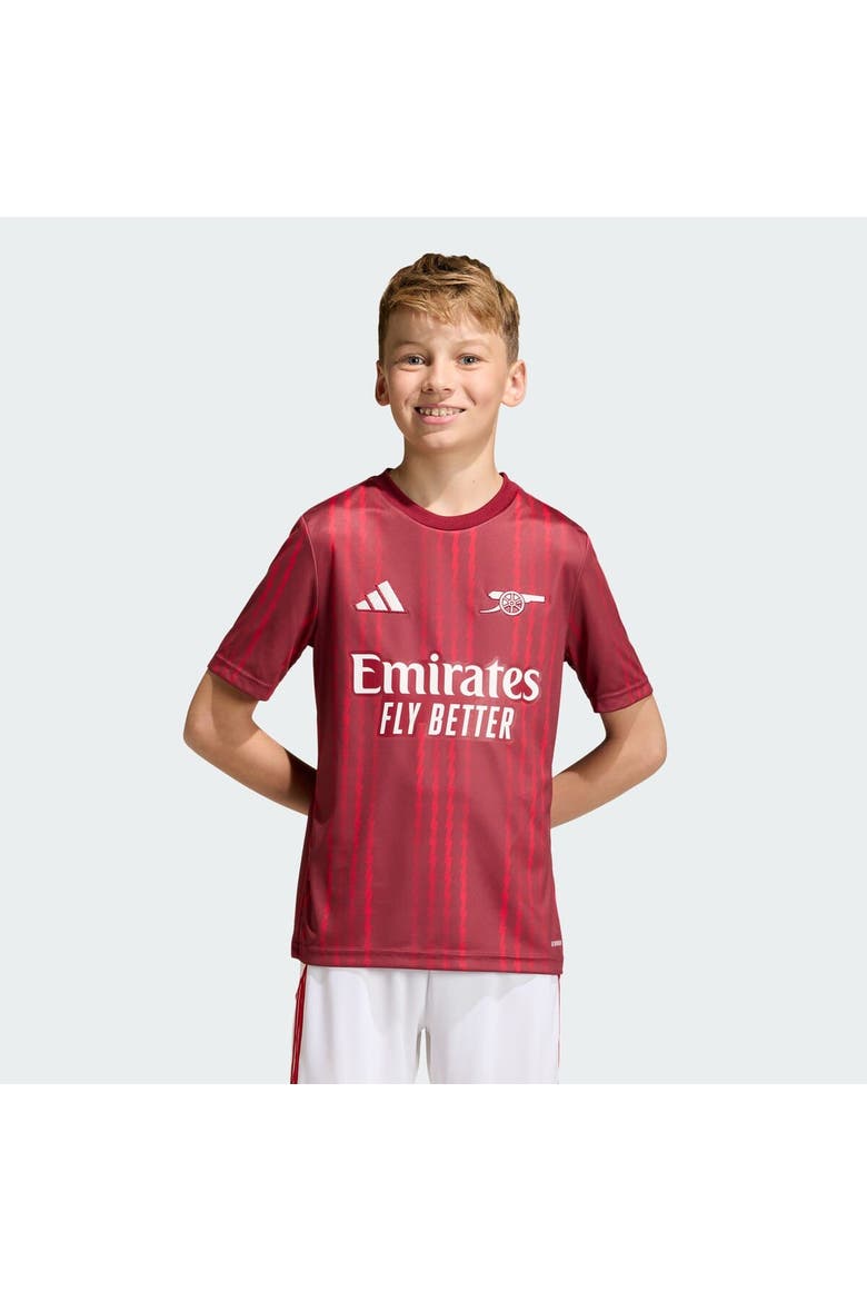 Youth adidas Red Arsenal 2025/26 Pre-Match Training Jersey, Main, color, Red