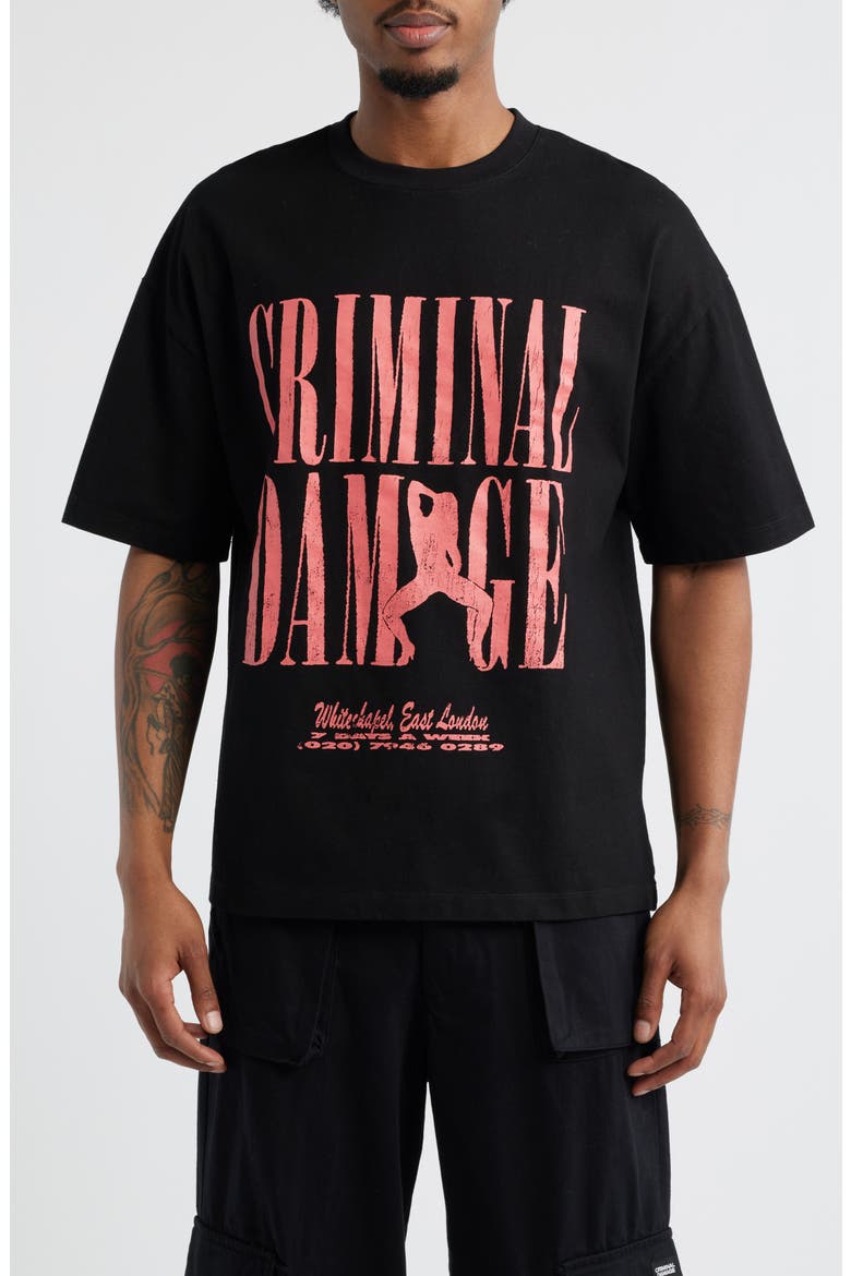 Striptease Graphic T-Shirt, Main, color, BLACK