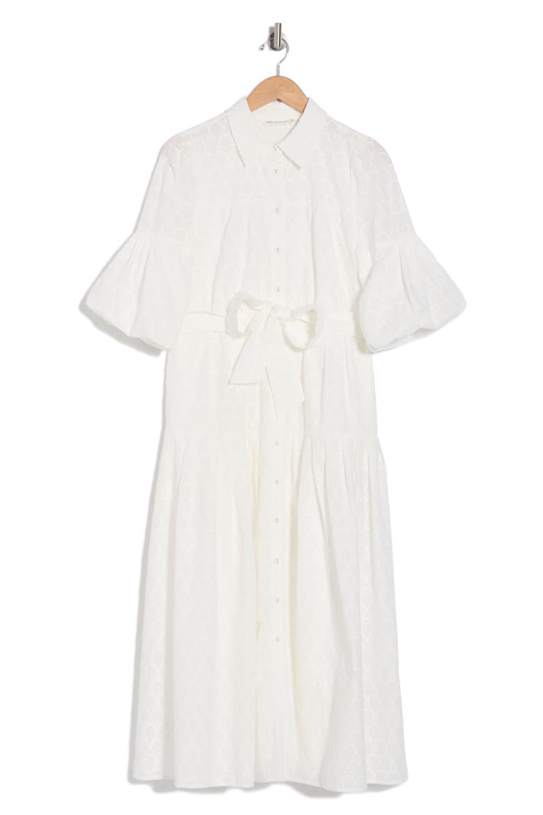 Eyelet Tie Waist Shirtdress, Alternate, color, IVORY