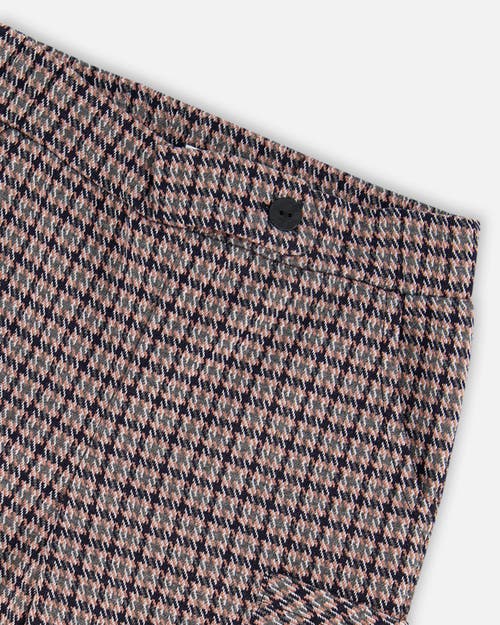 Deux Par Deux Jacquard Knit Flare Pants With Houndstooth In Black