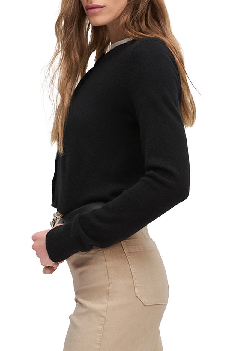 Rebecca Crop Cashmere Cardigan, Alternate, color, BLACK