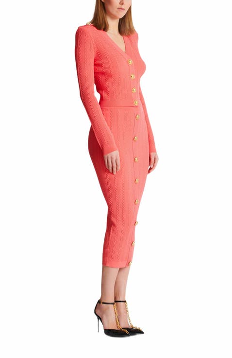 Long-Sleeved Cable-Knit Cardigan