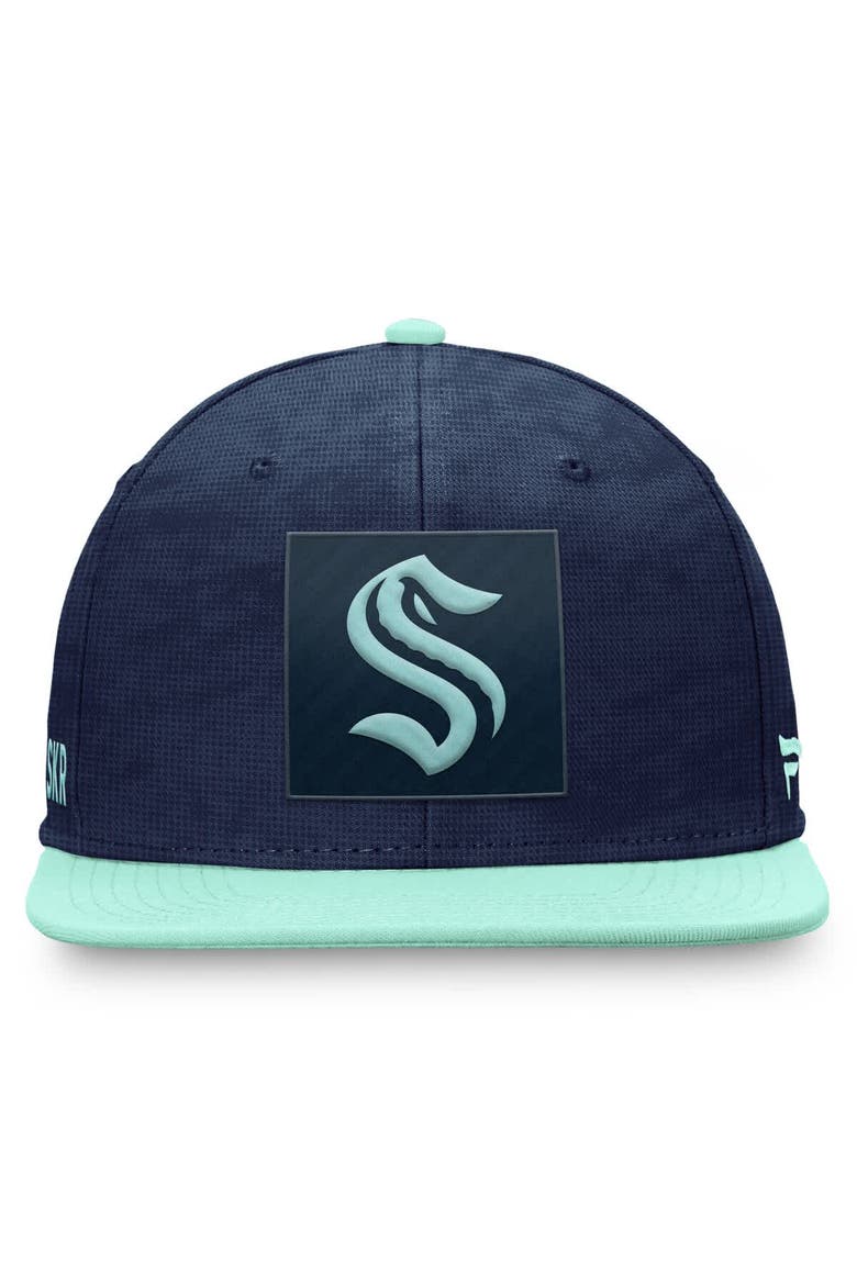 Men's Fanatics  Deep Sea Blue/Light Blue Seattle Kraken Authentic Pro Rink Snapback Hat, Alternate, color, Navy