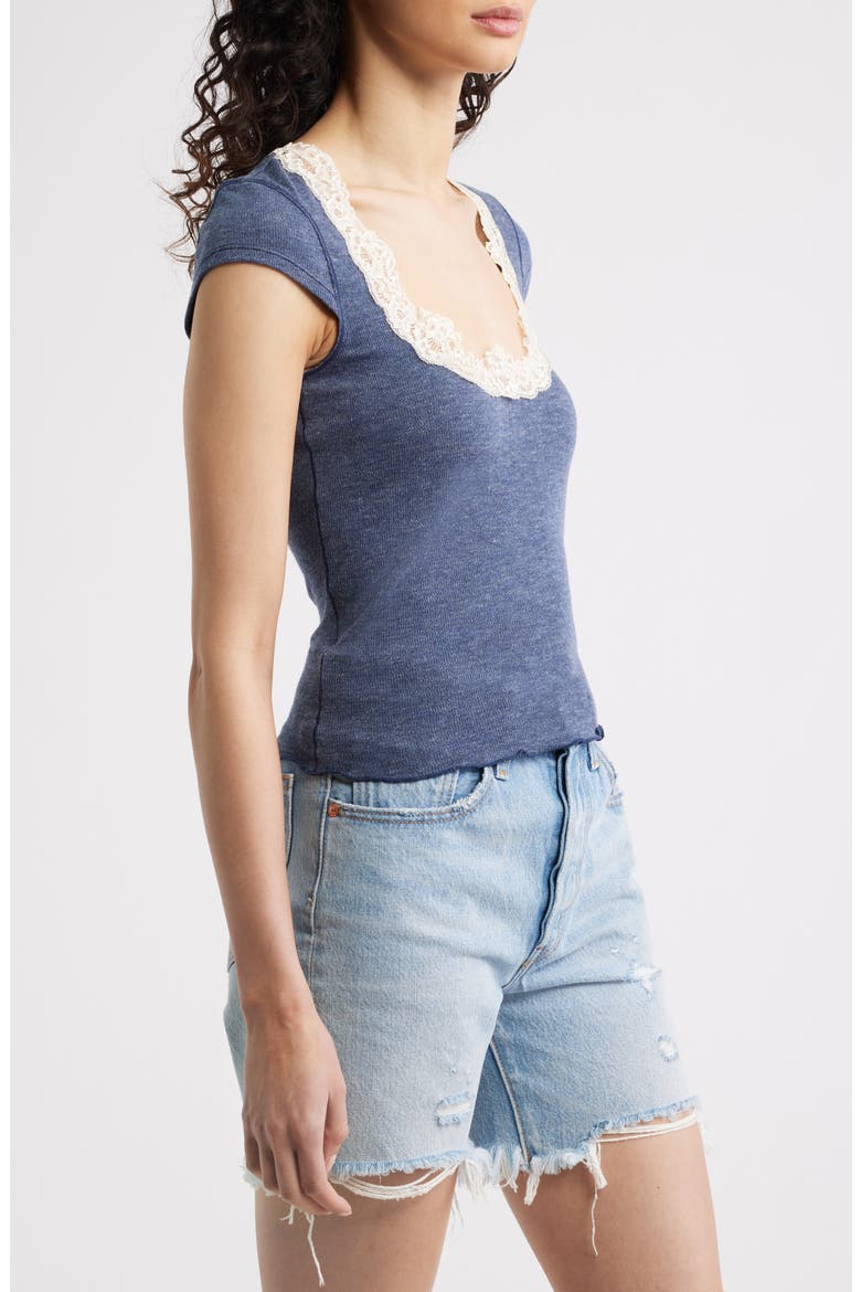 Oh My Darling Lace Trim Top, Alternate, color, HEATHER BLUE