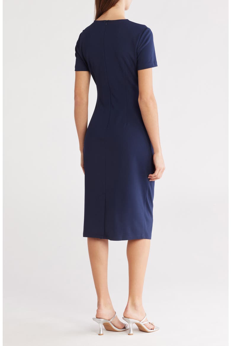Ruched Short Sleeve Midi Dress, Alternate, color, NAVY BLAZER