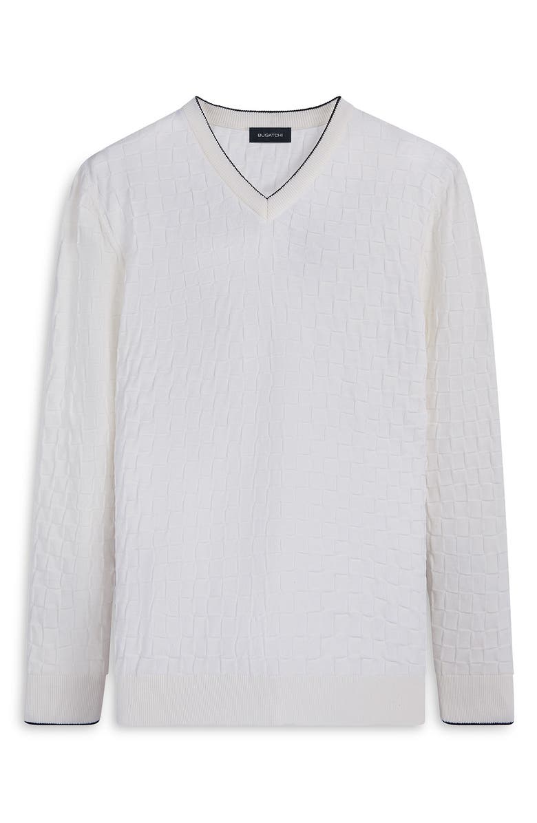 Bugatchi Basketweave Stitch V-Neck Cotton Blend Sweater, Alternate, color,