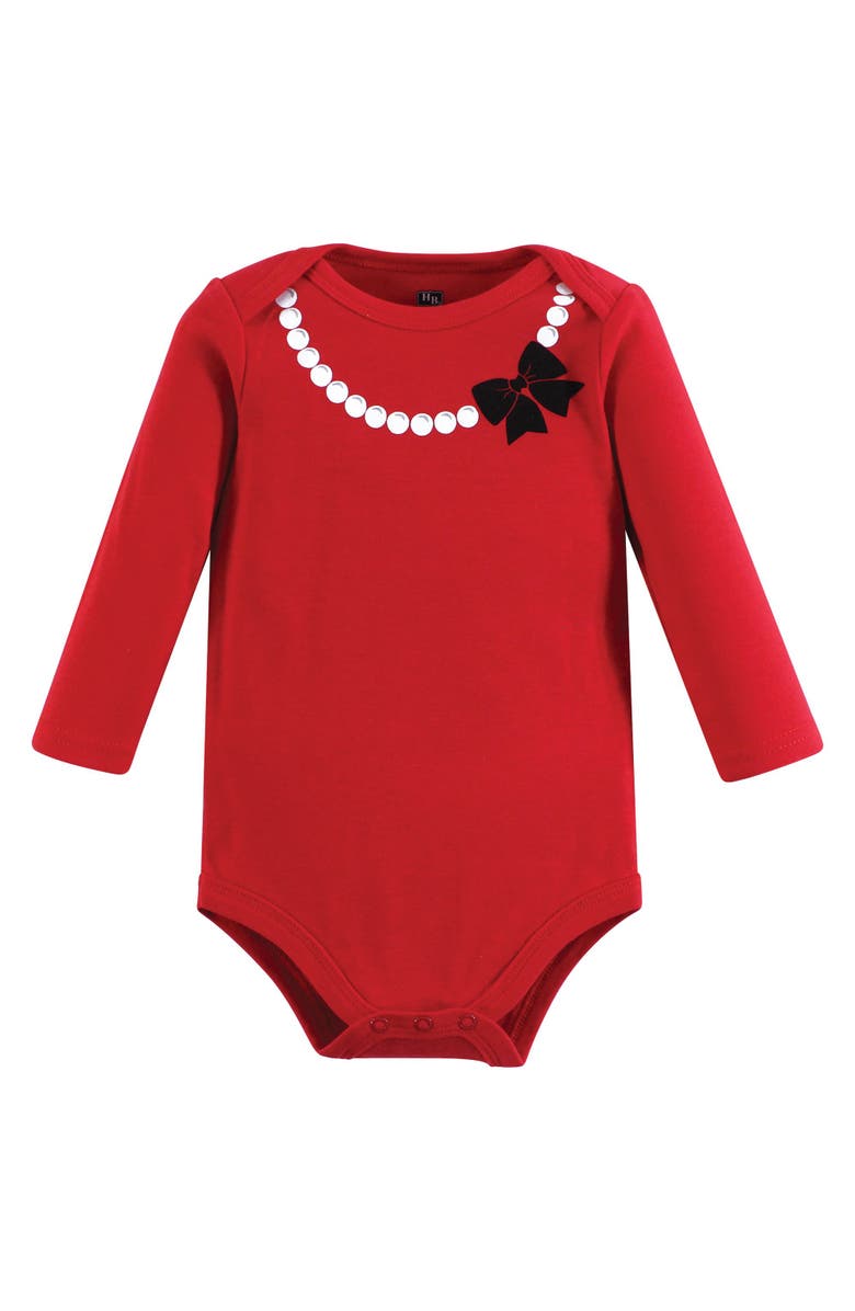 Hudson Baby Essential All-Cotton Long-Sleeve Bodysuit Three-Piece Pack, Alternate, color, Red Rose Leopard