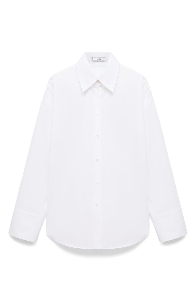 MANGO Selection Oversize Organic Cotton Poplin Button-Up Shirt, Main, color, White