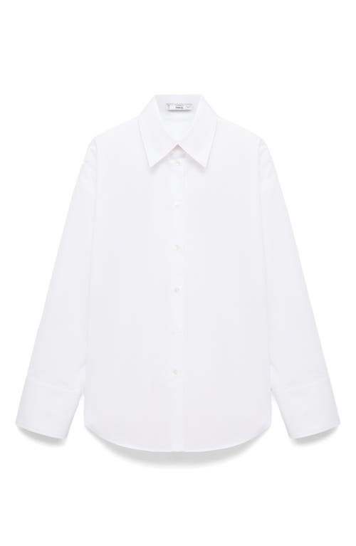 Mango Selection Oversize Organic Cotton Poplin Button-up Shirt In White