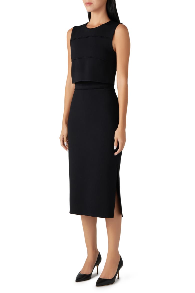 Sleeveless Milano Ottoman Knit Dress, Alternate, color, BLACK