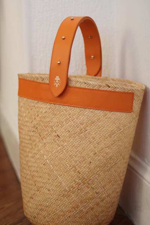 Lastelier Borneo Leather And Straw Bag In Orange