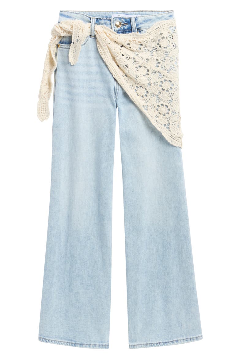 Kids' Hanky Belt Wide Leg Jeans, Main, color, LIGHT WASH INDIGO