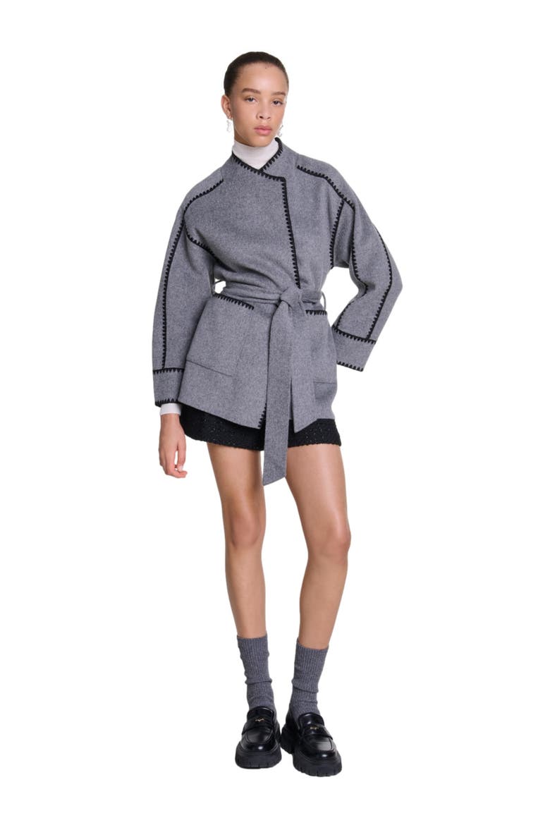 Double-faced coat, Main, color, Grey/black