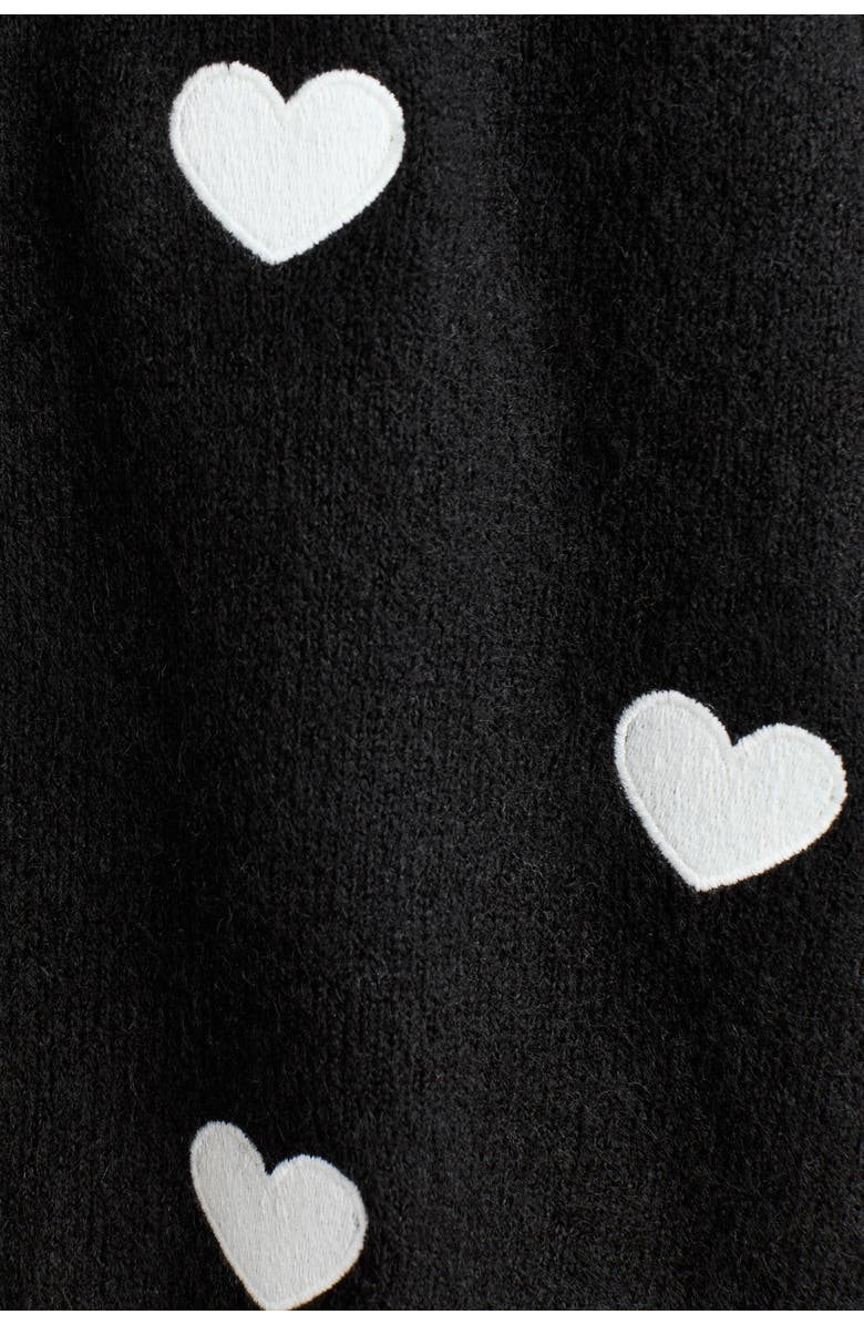 H&M Knitted Jumper, Alternate, color, Black/Hearts