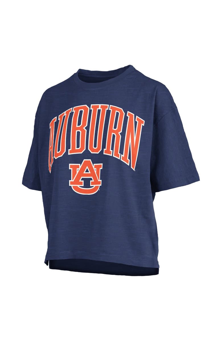 PRESSBOX Women's Pressbox Navy Auburn Tigers Nelson Arch Over Logo Waist Length Oversized Slub T-Shirt, Alternate, color, Navy