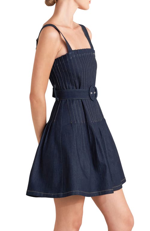 Freemarket Pleat Bodice Denim Minidress In Blue