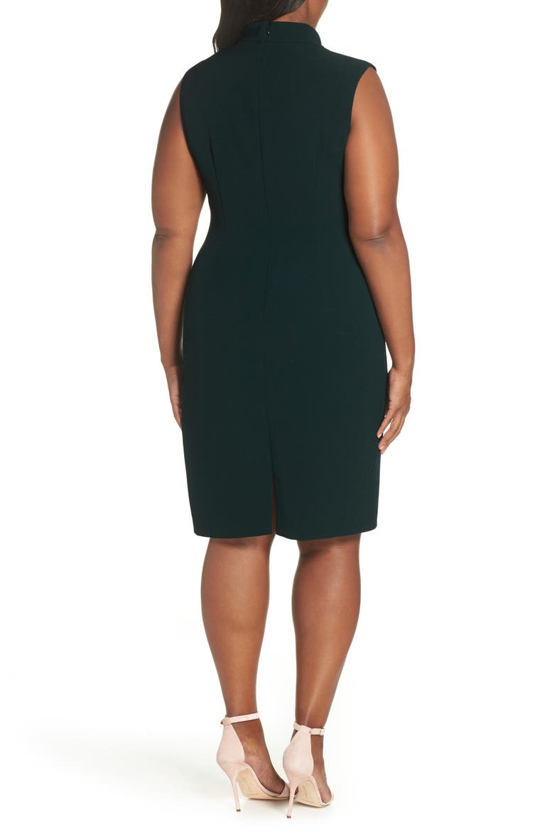 Tie Neck Sheath Dress, Alternate, color, HUNTER