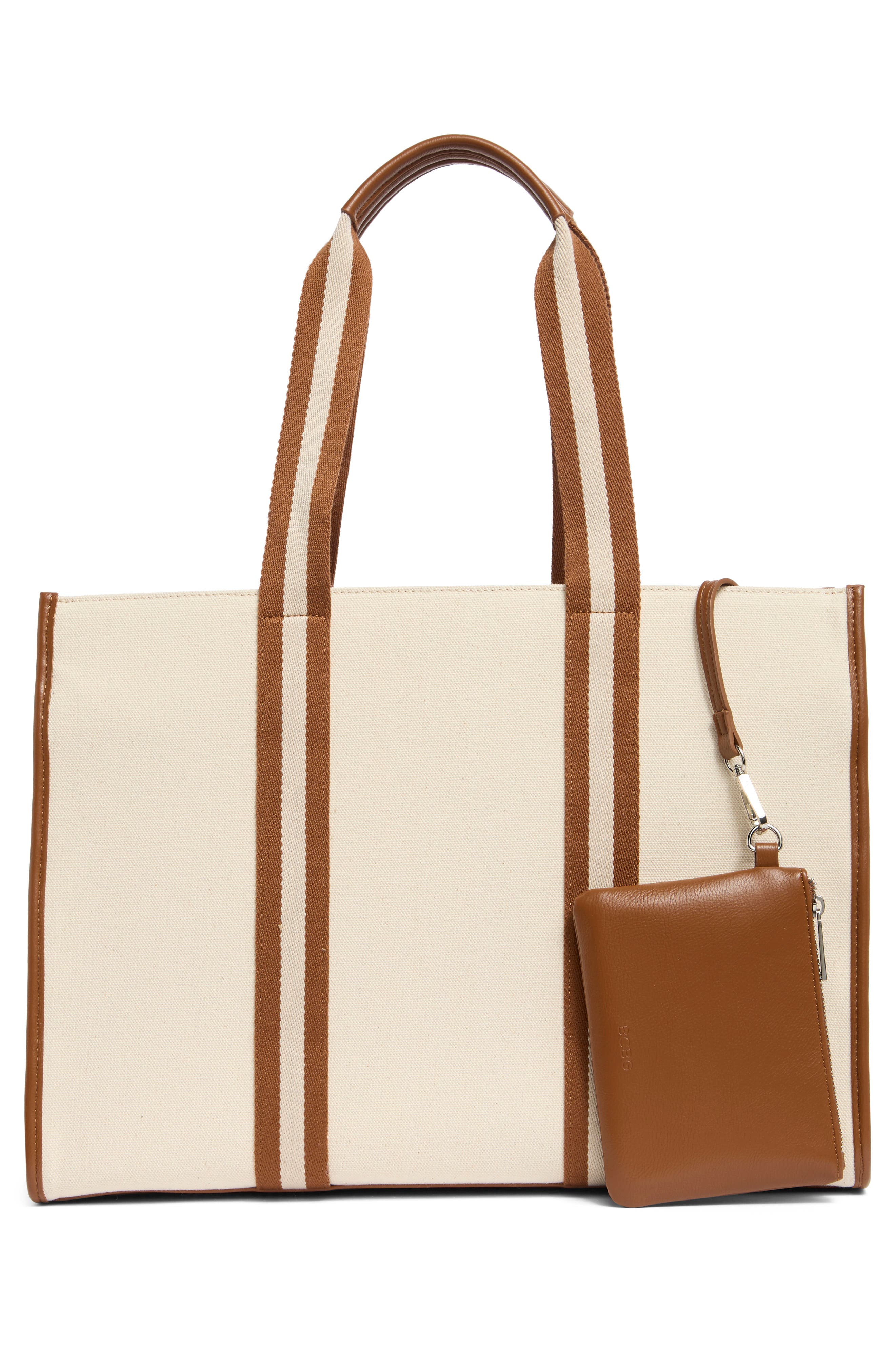 BCBG Contrast Pocket Canvas Tote Bag, Alternate, color, 