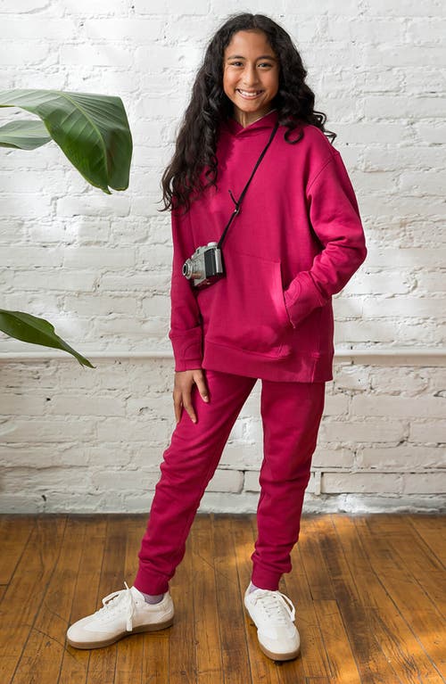 Mightly Organic Cotton Fleece Pocket Joggers In Purple