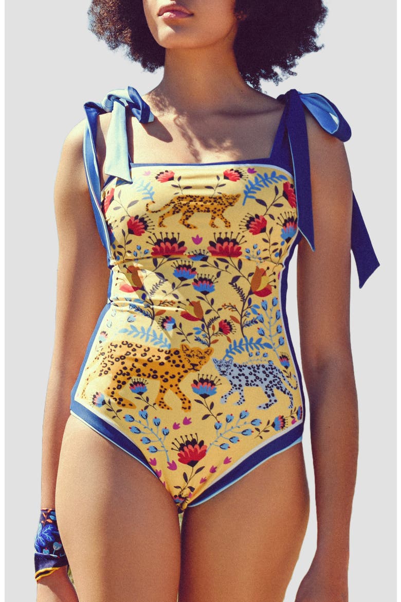 Amazon Rainforest Reversible One Piece Swimsuit, Alternate, color, Blue