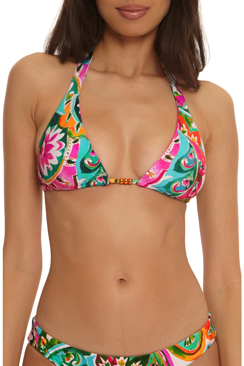 La Vie Reversible Triangle Bikini Top, Main, color, PINK MULTI
