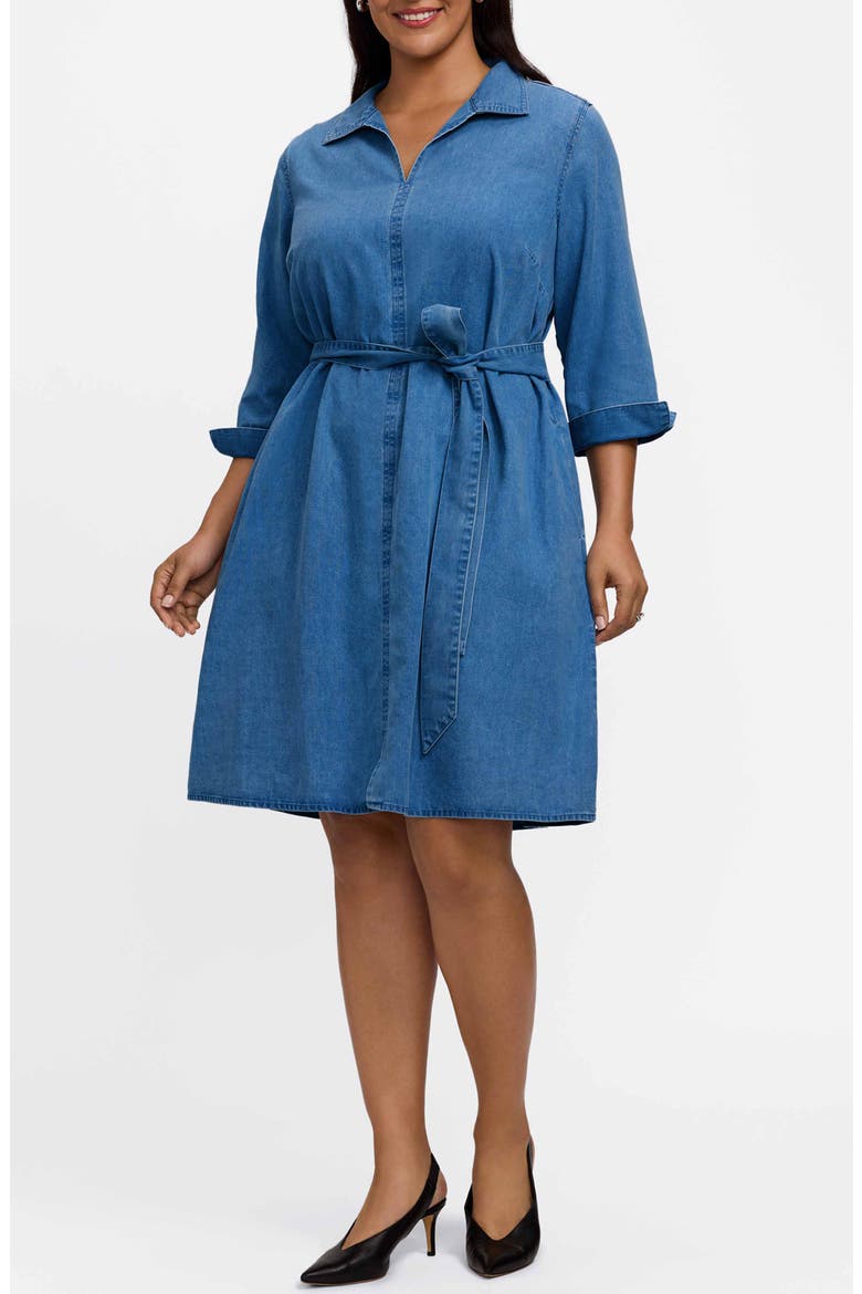 Agnes Tie Waist Denim Dress, Main, color, MEDIUM WASH