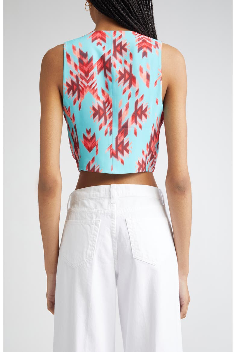 Jianna Print Button-Up Vest, Alternate, color, POOL BLUE GANADO PRINT