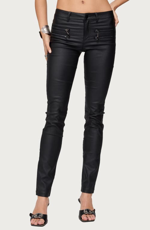 Edikted Kaede Faux Leather Skinny Pants In Black