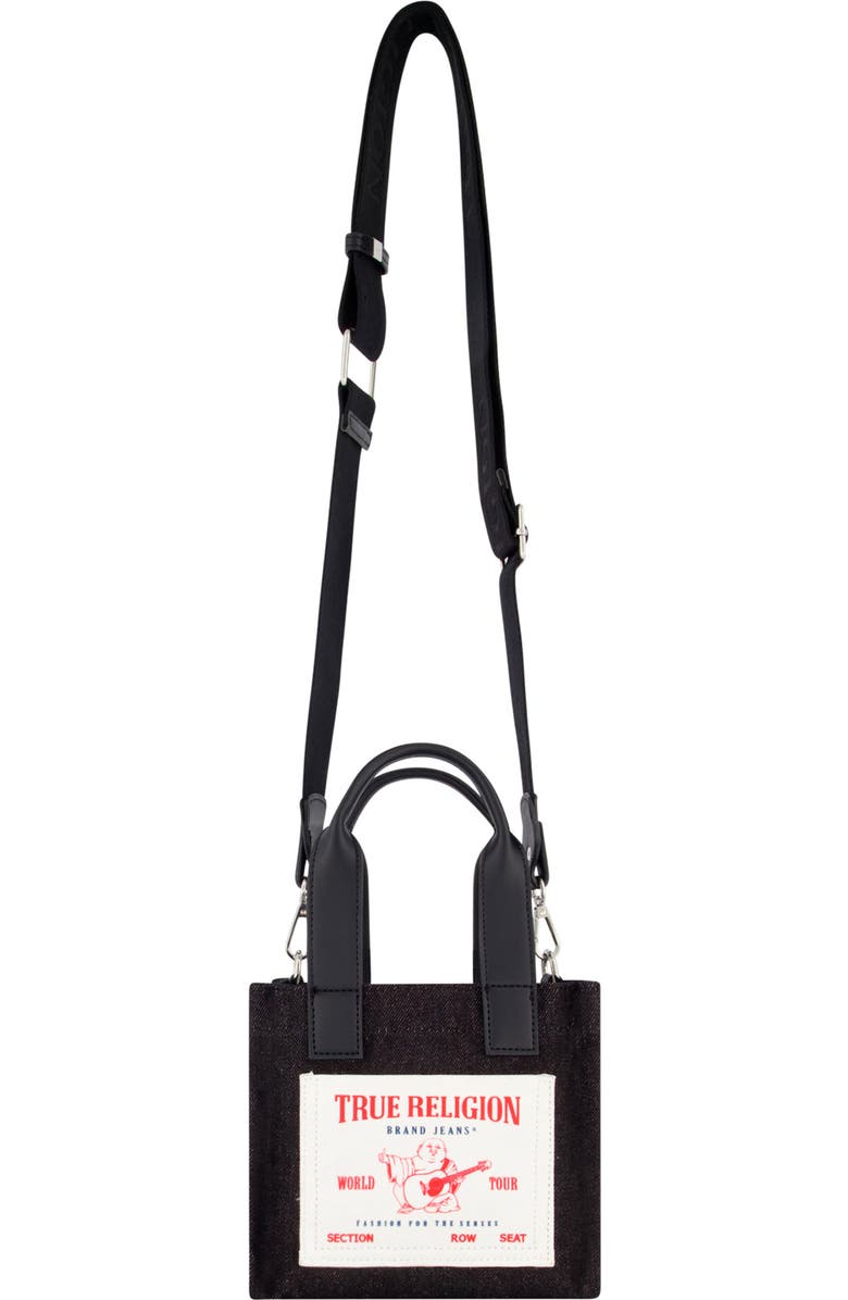 True Religion Brand Jeans Mini Denim Tote Bag, Alternate, color, Black