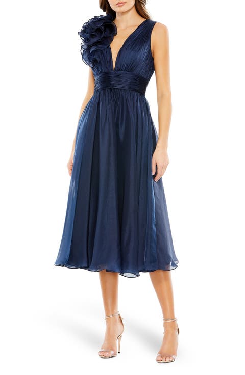 Sleeveless Chiffon A-Line Tea Length Cocktail Dress