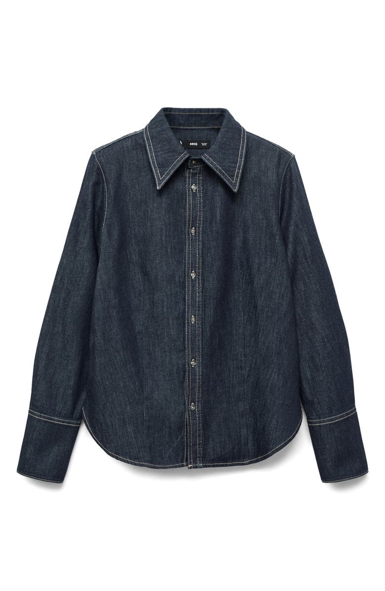 MANGO Seam Denim Shirt, Main, color, Open Blue